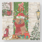 Dessous-de-verre En Pierre Chow Chow Chien Noël (Devant)