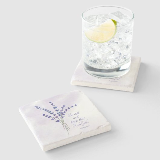Dessous-de-verre En Pierre Christian Encouragement Lavande avec Écriture (Côté)
