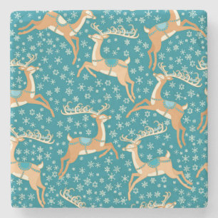 Dessous-de-verre En Pierre Christmas Reindeer : Vintage Motif sans couture.