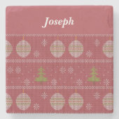 Dessous-de-verre En Pierre Christmas tree and ornament woven red (Devant)