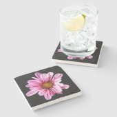 Dessous-de-verre En Pierre Chrysanthemum Fleur coastercnm (Côté)