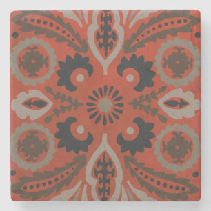 Dessous-de-verre En Pierre Cinnabar Suzani II