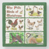 Dessous-de-verre En Pierre Cinq oiseaux de Noël (Devant)