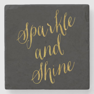 Dessous-de-verre En Pierre Citation brillante Faux Gold Foil