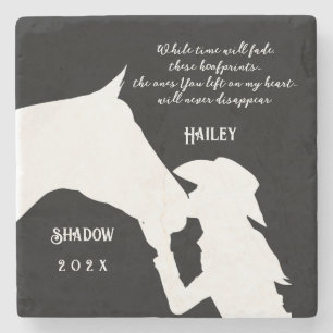 Dessous-de-verre En Pierre Citation du mémorial du cheval empreintes noires