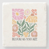 Dessous-de-verre En Pierre Citation Florale Inspirationnelle Florale Boho (Devant)