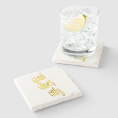 Dessous-de-verre En Pierre Citation Good Vibes Uniquement Citation Gold Faux (Côté)