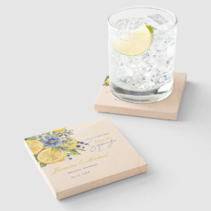 Dessous-de-verre En Pierre Citron bleu floral Fête des mariées