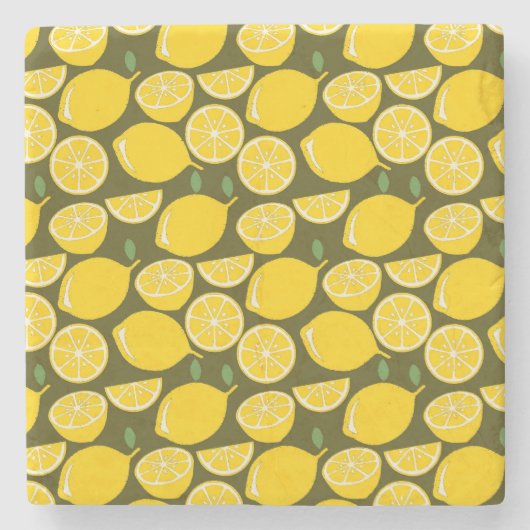 Dessous-de-verre En Pierre Citron Jaune Moderne Amusant mignon (Devant)