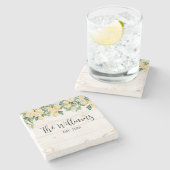 Dessous-de-verre En Pierre Citron jaune monogramme Bois blanc (Côté)