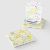 Dessous-de-verre En Pierre Citrons Jaunes Abstraits (Côté)