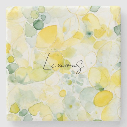 Dessous-de-verre En Pierre Citrons Jaunes Abstraits (Devant)
