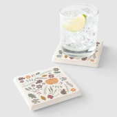 Dessous-de-verre En Pierre Citrouille d'automne motif graphique contemporain (Côté)
