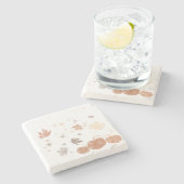 Dessous-de-verre En Pierre Citrouille et Feuille d'automne (Côté)