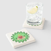 Dessous-de-verre En Pierre Claddagh et Green Knotwork (Côté)