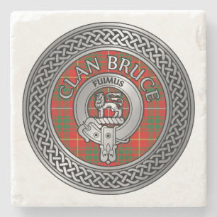 Dessous-de-verre En Pierre Clan Bruce Crest & Tartan Knot