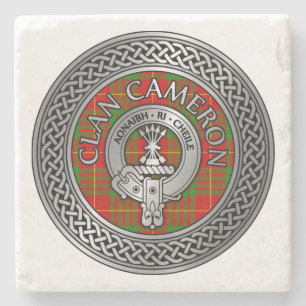 Dessous-de-verre En Pierre Clan Cameron Crest & Tartan Knot Dessous de verre 