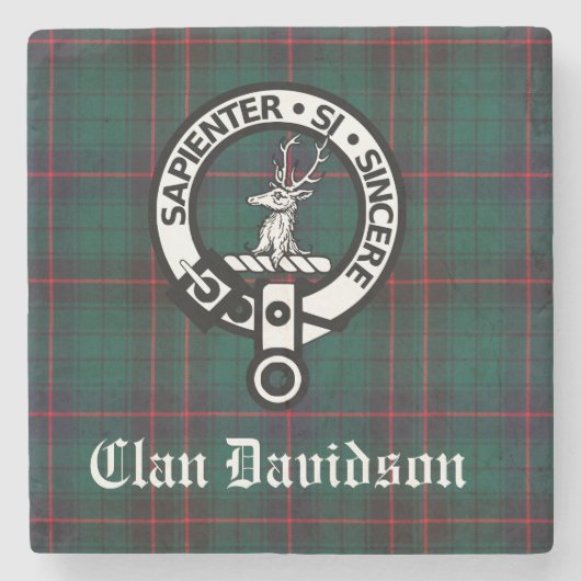 Dessous-de-verre En Pierre Clan Davidson Crest Badge et Tartan (Devant)