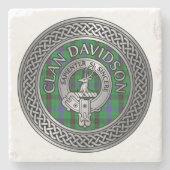 Dessous-de-verre En Pierre Clan Davidson Crest & Tartan Knot (Devant)