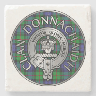 Dessous-de-verre En Pierre Clan Donnachaidh /Robertson Crest & Hunting Tartan