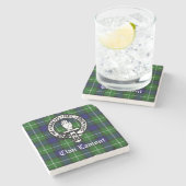 Dessous-de-verre En Pierre Clan écossais Lamont Crest Badge et Tartan (Côté)