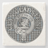 Dessous-de-verre En Pierre Clan Gladstone Crest & Tartan (Devant)