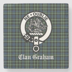 Dessous-de-verre En Pierre Clan Graham Montrose Tartan & Crest