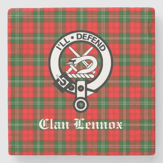 Dessous-de-verre En Pierre Clan Lennox Crest Badge & Tartan (Devant)