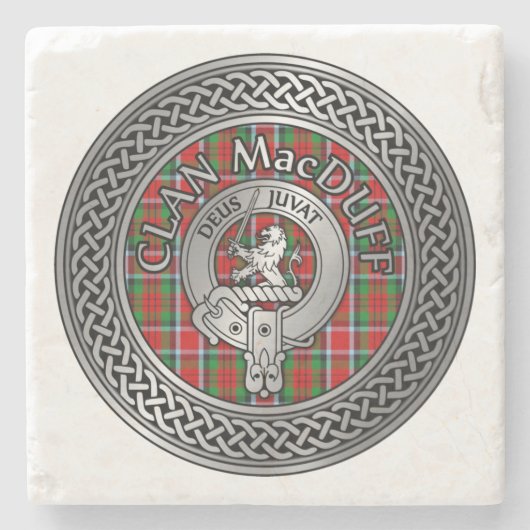 Dessous-de-verre En Pierre Clan MacDuff Crest & Tartan Knot (Devant)