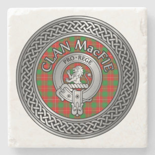 Dessous-de-verre En Pierre Clan MacFie Crest & Tartan Knot