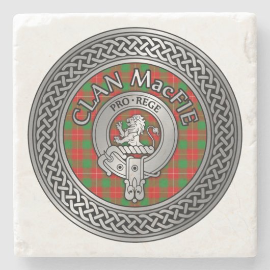Dessous-de-verre En Pierre Clan MacFie Crest & Tartan Knot (Devant)
