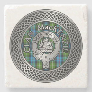 Dessous-de-verre En Pierre Clan MacKenzie Crest & Tartan Knot