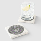 Dessous-de-verre En Pierre Clan MacNeil Crest & Tartan Knot (Côté)