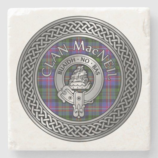 Dessous-de-verre En Pierre Clan MacNeil Crest & Tartan Knot (Devant)