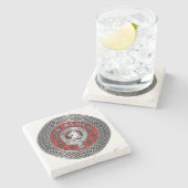 Dessous-de-verre En Pierre Clan Ramsay Crest & Tartan Knot (Côté)