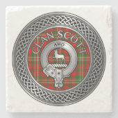 Dessous-de-verre En Pierre Clan Scott Crest & Tartan Knot (Devant)