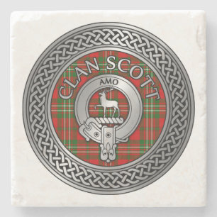 Dessous-de-verre En Pierre Clan Scott Crest & Tartan Knot