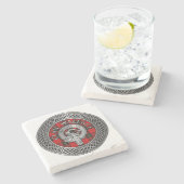 Dessous-de-verre En Pierre Clan Wallace Crest et Tartan Knot (Côté)