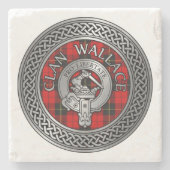 Dessous-de-verre En Pierre Clan Wallace Crest et Tartan Knot (Devant)