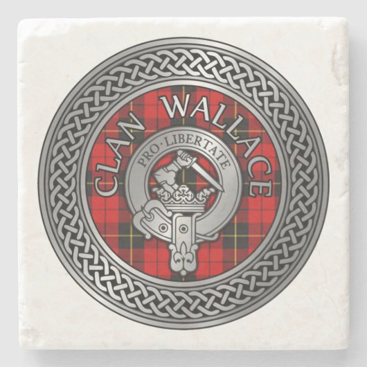 Dessous-de-verre En Pierre Clan Wallace Crest et Tartan Knot (Devant)