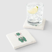 Dessous-de-verre En Pierre Clarinet Rabbit Marching Band Green Gold (Côté)