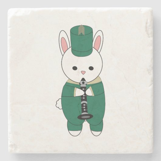 Dessous-de-verre En Pierre Clarinet Rabbit Marching Band Green Gold (Devant)