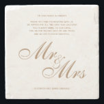 Dessous-de-verre En Pierre Classic Gold Mr et Mme Mariage Merci Message<br><div class="desc">Classic Elegant Script Gold Mr et Mme Mariage Merci Message qui peut également remplacer les cartes de remerciement.</div>