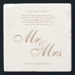 Dessous-de-verre En Pierre Classic Gold Mr et Mme Mariage Merci Message<br><div class="desc">Classic Elegant Script Gold Mr et Mme Mariage Merci Message qui peut également remplacer les cartes de remerciement.</div>