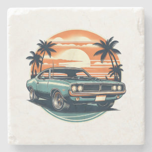 Dessous-de-verre En Pierre Classic Muscle Car Retro Style Vintage