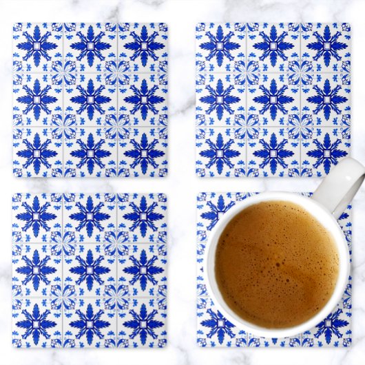 Dessous-de-verre En Pierre Classic Portuguese Tile Pattern Blue White