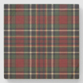 Dessous-de-verre En Pierre Classic Red Dark Blue Green Plaid Pattern (Devant)