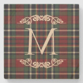 Dessous-de-verre En Pierre Classic Red Dark Blue Green Plaid Pattern (Devant)