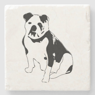 Dessous-de-verre En Pierre Classic Sitting Bulldog Black and White Art