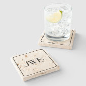 Dessous-de-verre En Pierre Classique Monogramme Masculine robuste Travertine (Côté)